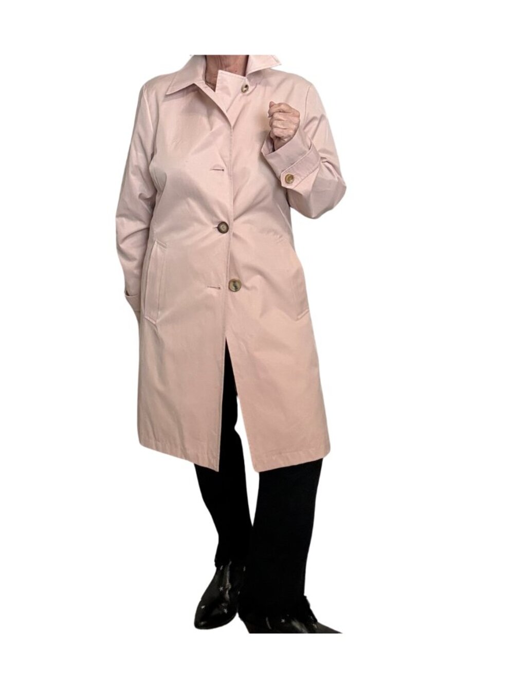 Classic… Spring! On Trend Michael Kors Trench Coat Lg Soft Pink Single Breasted - Picture 2 of 10